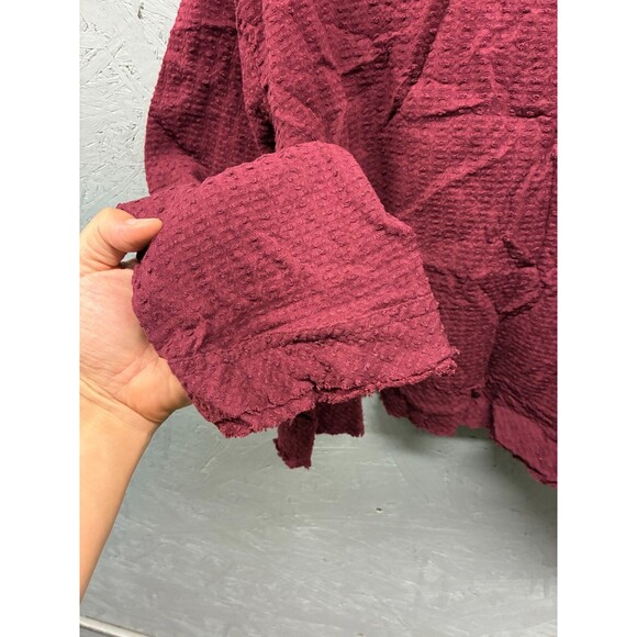 Free People Waffle Knit Long Sleeve Top Women’s Medium Burgundy Textured - Picture 3 of 11